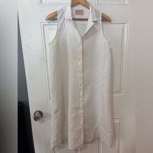 Everlane Linen White Button-Front Sleeveless Dress size 10 coastal summer